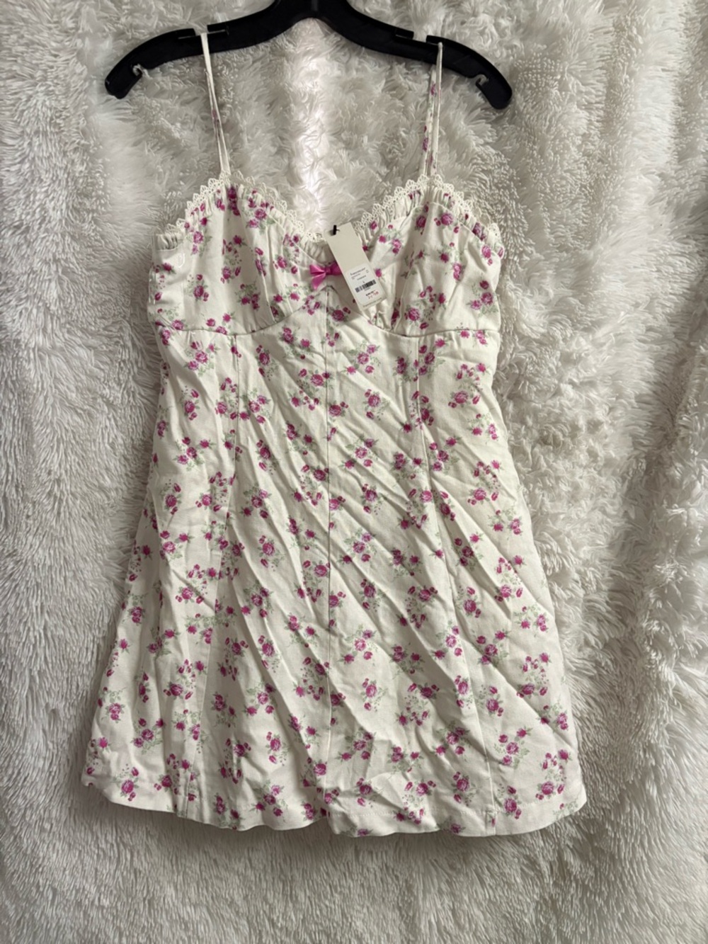 Francesca's Collections White Cami Slip with Pink Floral Print